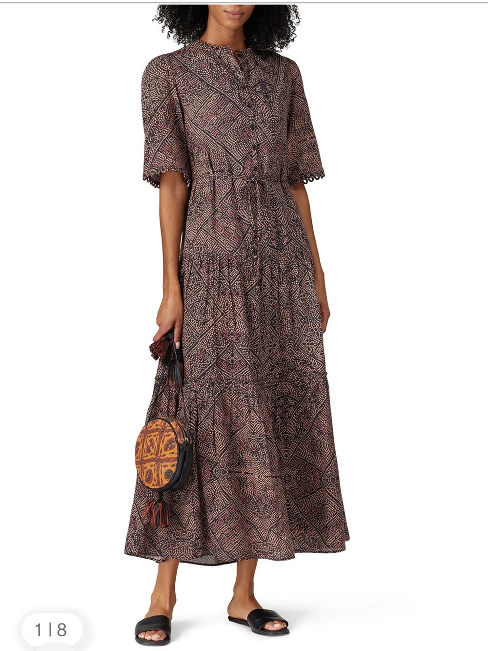 Apiece Apart Alta Maxi Dress in Multi Bandhandi Dot Size 2 Designer Boho Tiered